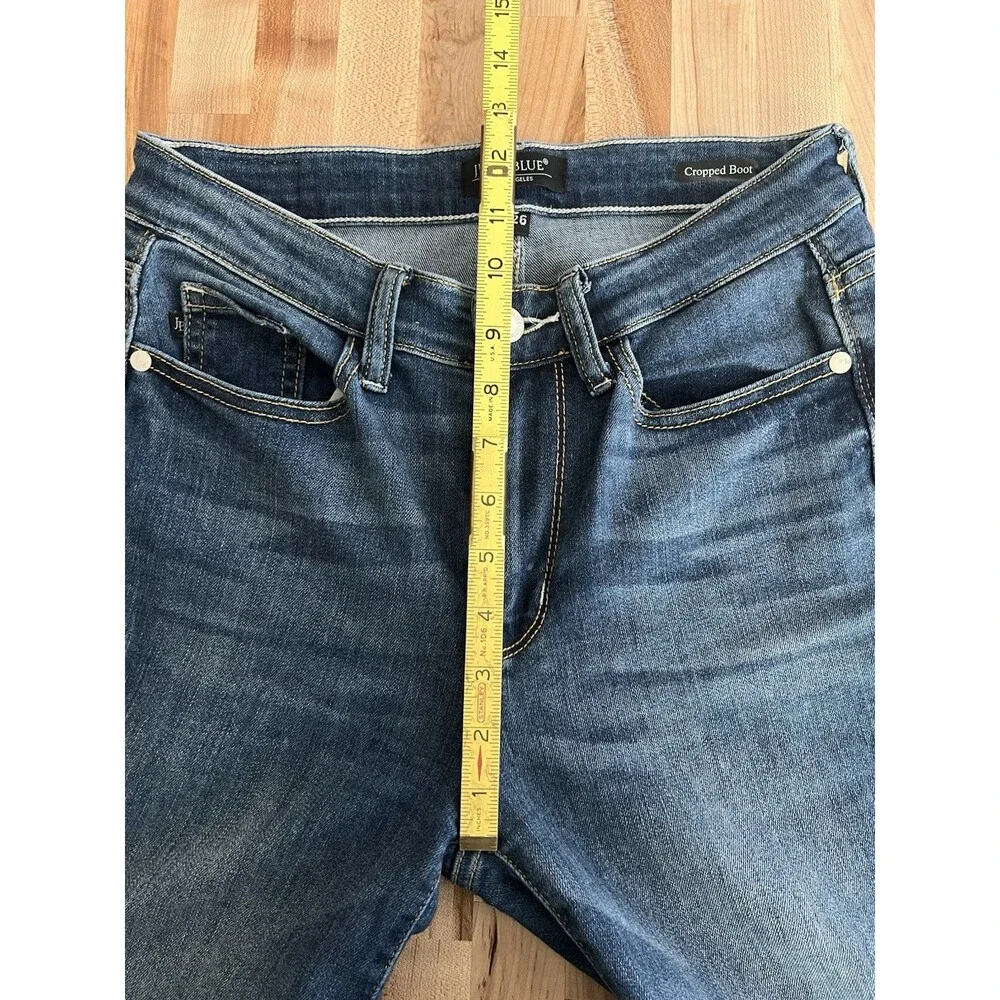 Judy Blue Cropped Boot Jeans Stretch Raw Step Hem Distressed Medium Wash 3/26 - Picture 8 of 9